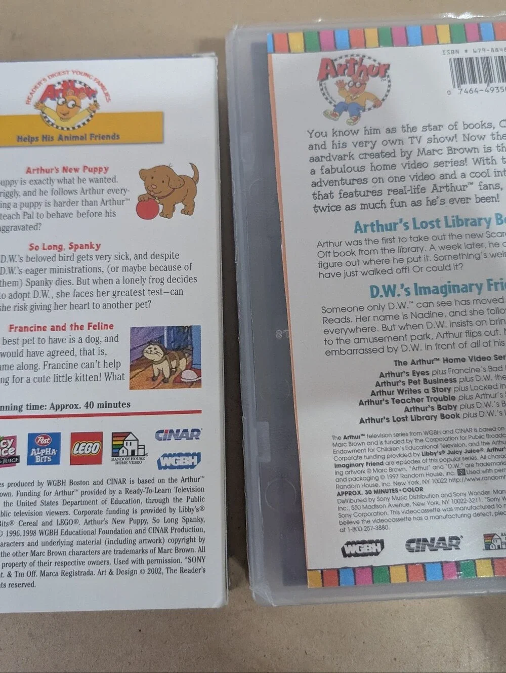 Lot Of 2 Arthur VHS Cartoons PBS Kids 90s Y2K Animated Media
